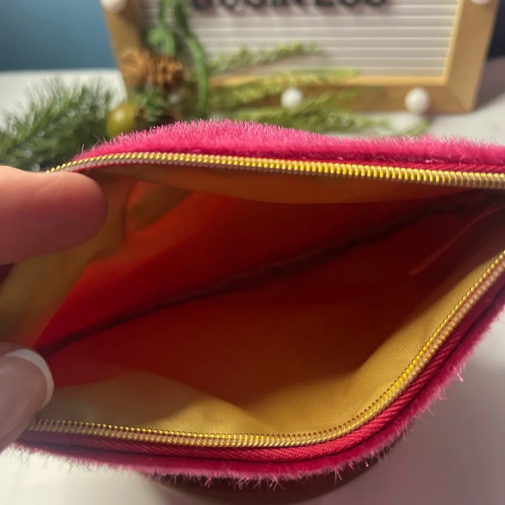 Ipsy Pink Faux Fur Clutch